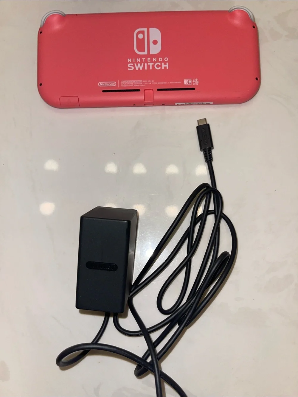 🪸Nintendo Switch Coral Pink Handheld Gaming Console with Black Charger- LIKE NEW